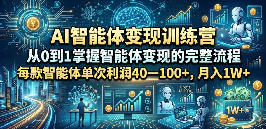 AI智能体变现训练营，从0到1掌握智能体变现的完整流程，每款智能体单次利润40—100+，月入1W+-小灰云创