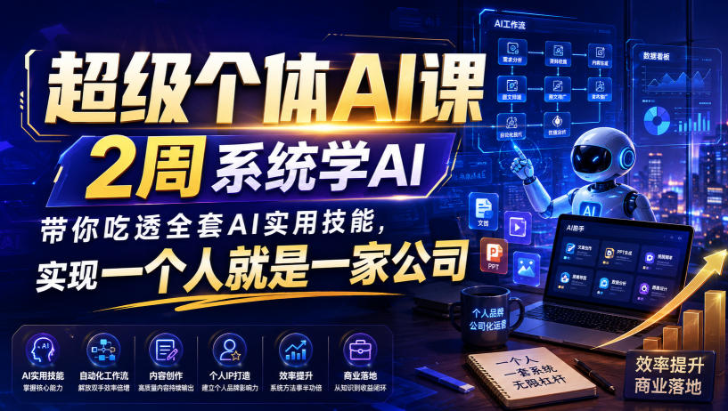超级个体AI课,2周系统学AI,带你吃透全套AI实用技能,实现一个人就是一家公司(更新0818)-小灰云创