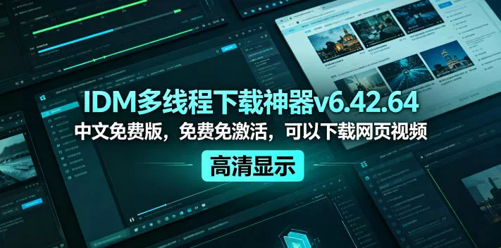 IDM多线程下载神器v6.42.64中文免费版，免费免激活，可以下载网页视频(例如飞书文档内的视频)-小灰云创