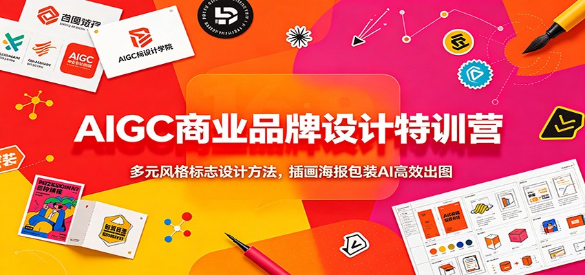 AIGC商业品牌设计特训营：多元风格标志设计方法，插画海报包装AI高效出图-小灰云创