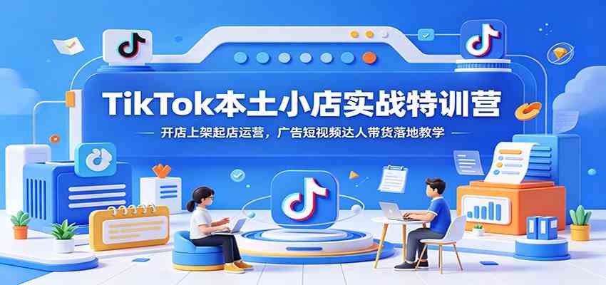TikTok本土小店实战特训营：开店上架起店运营，广告短视频达人带货落地教学-小灰云创