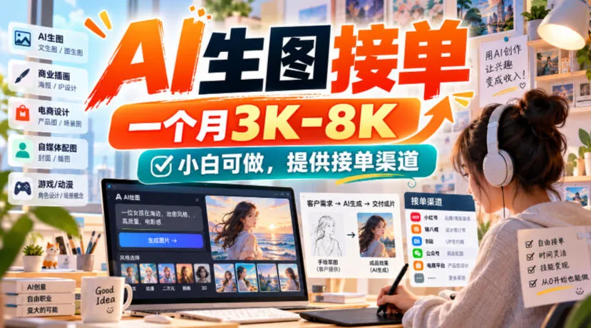 AI生图接单，一个月3K-8K，小白可做，提供接单渠道-小灰云创
