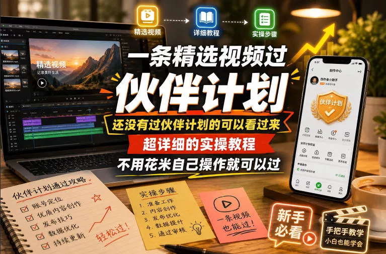 一条精选视频过伙伴计划,还没有过伙伴计划的可以看过来,超详细的实操教程,不用花米自己操作就可以过-小灰云创