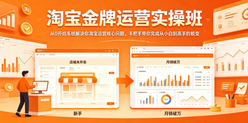 淘宝金牌运营实操班，从0开始系统解决你淘宝运营核心问题，手把手带你完成从小白到高手的蜕变-小灰云创