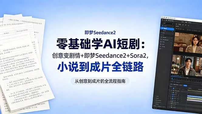 零基础学AI短剧:创意变剧情+即梦Seedance2+Sora2,小说到成片全链路-小灰云创