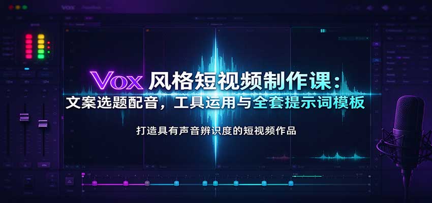 Vox风格短视频制作课:文案选题配音,工具运用与全套提示词模板-小灰云创