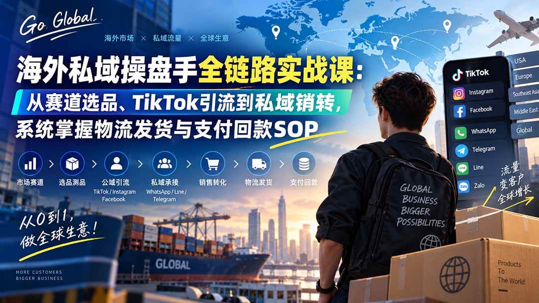 (20255期)海外私域操盘手全链路实战课:从赛道选品、TikTok引流到私域销转,系统掌握物流发货与支付回款SOP-小灰云创