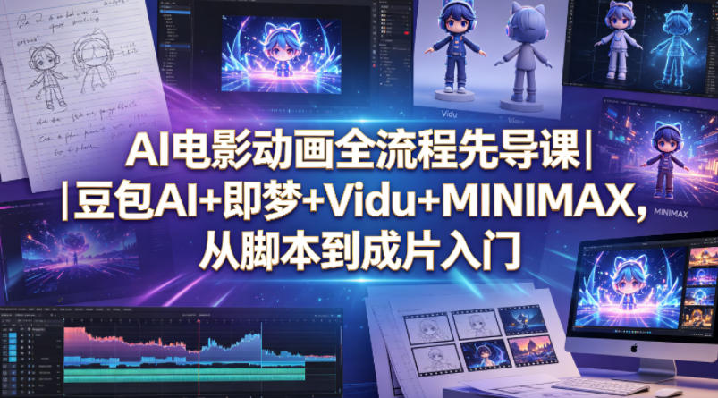 AI电影动画全流程先导课｜豆包AI+即梦+Vidu+MINIMAX，从脚本到成片入门-小灰云创