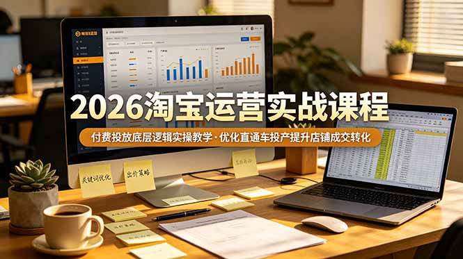 （19075期）2026 淘宝运营实战课程，付费投放底层逻辑实操教学，优化直通车投产提升店铺成交转化-小灰云创