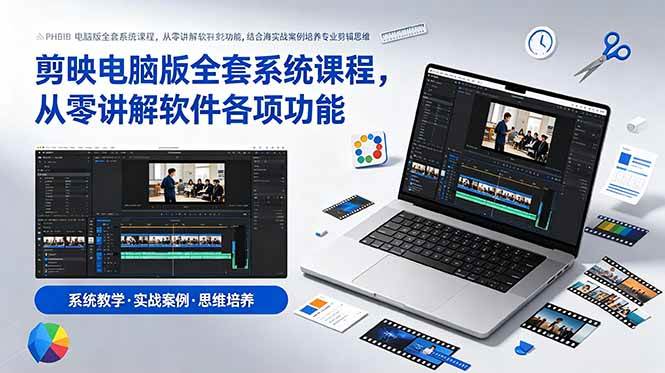 （18926期）剪映电脑版全套系统课程，从零讲解软件各项功能，结合海量实战案例培养专业剪辑思维-小灰云创
