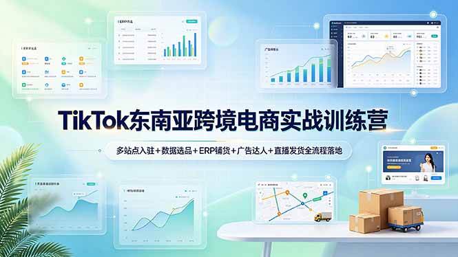 (19155期)TikTok东南亚跨境电商实战训练营:多站点入驻+数据选品+ERP铺货+广告达人+直播发货全流程落地-小灰云创