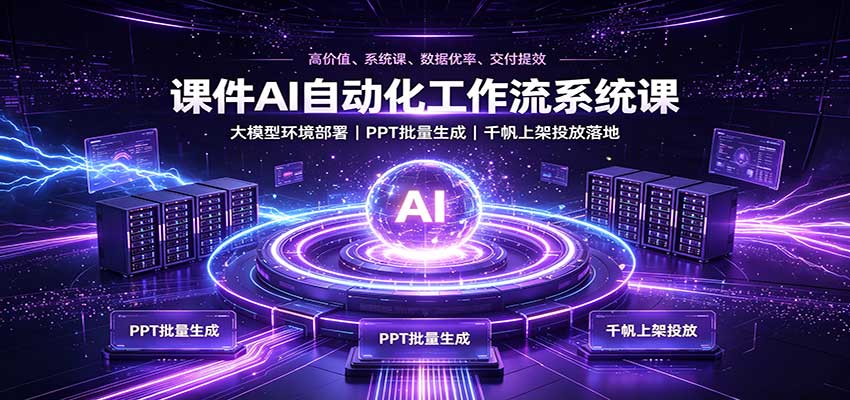 课件AI自动化工作流系统课:大模型环境部署,PPT批量生成,千帆上架投放落地-小灰云创