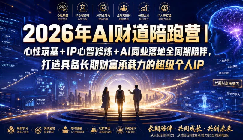 2026年AI财道陪跑营｜心性筑基+IP心智修炼+AI商业落地全周期陪伴，打造具备长期财富承载力的超级个人IP-小灰云创
