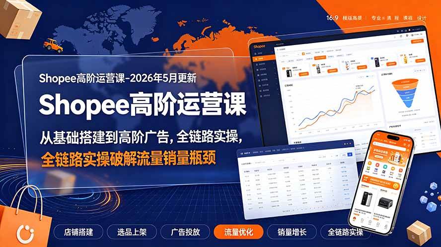 （19443期）Shopee高阶运营课-2026年更新，从基础搭建到高阶广告，全链路实操破解流量销量瓶颈-小灰云创
