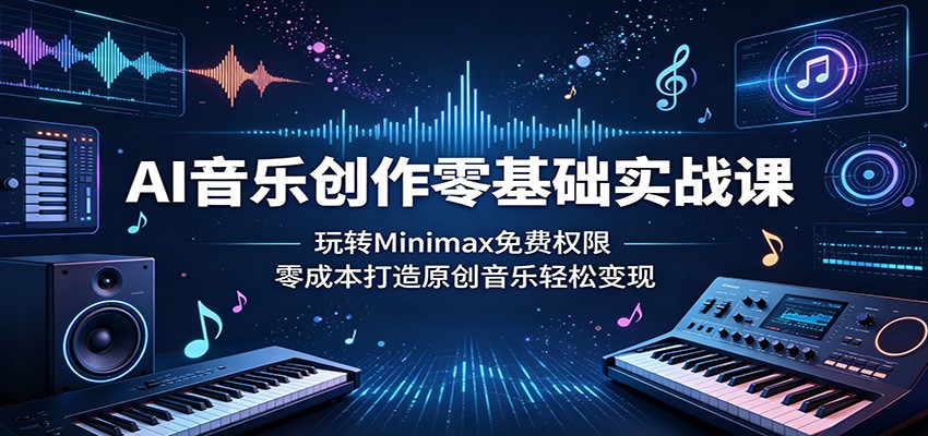 AI音乐创作零基础实战课:玩转Minimax免费权限,零成本打造原创音乐轻松变现-小灰云创