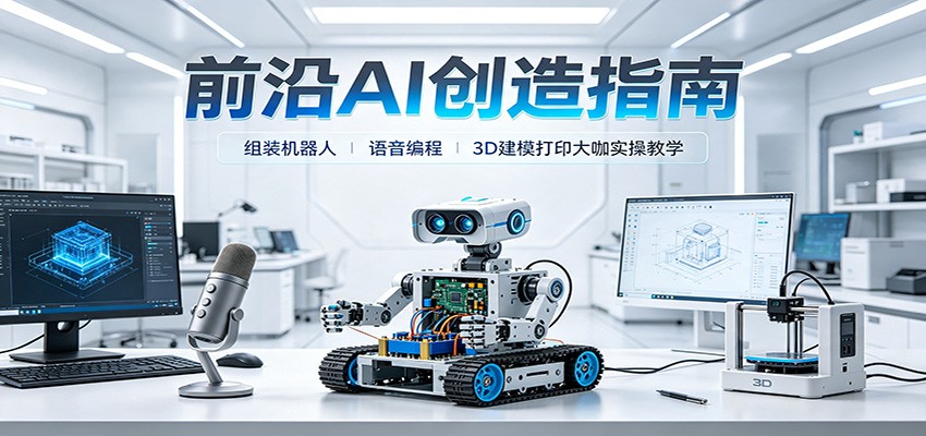 前沿AI创造指南：组装机器人、语音编程、3D建模打印大咖实操教学-小灰云创