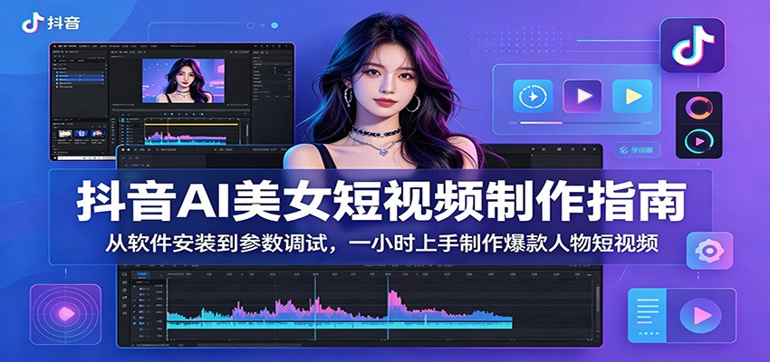 抖音AI美女短视频制作指南：从软件安装到参数调试，一小时上手制作爆款人物短视频-小灰云创