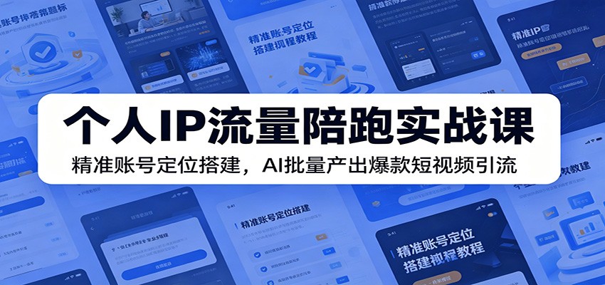 个人IP流量陪跑实战课:精准账号定位搭建,AI批量产出爆款短视频引流-小灰云创