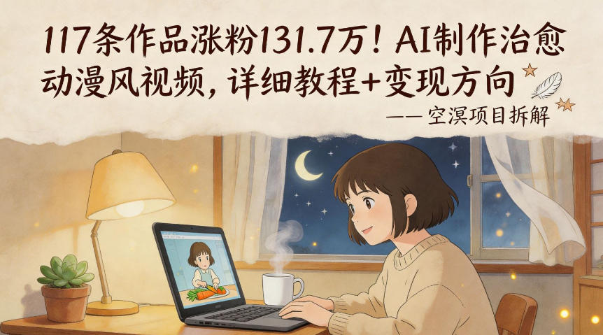 117条作品涨粉131.7W！AI制作治愈动漫风视频，详细教程+变现方向-小灰云创