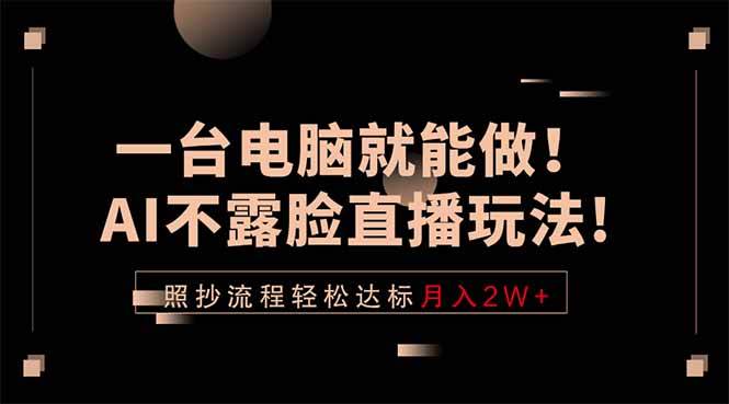 （18472期）一台电脑就能做！AI不露脸直播玩法，照抄流程轻松达标月入2W+-小灰云创