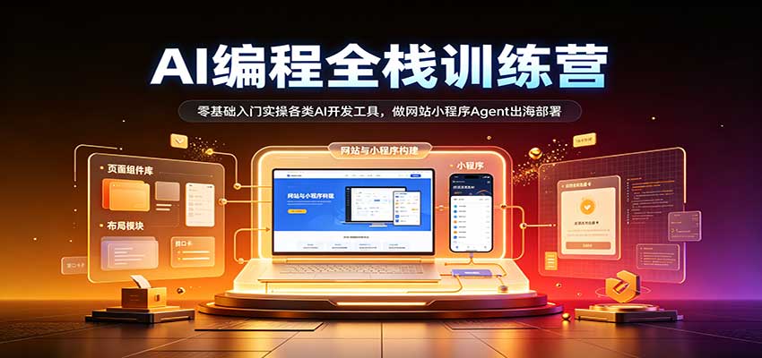 AI编程全栈训练营::零基础入门实操各类AI开发工具,做网站小程序Agent出海部署-小灰云创