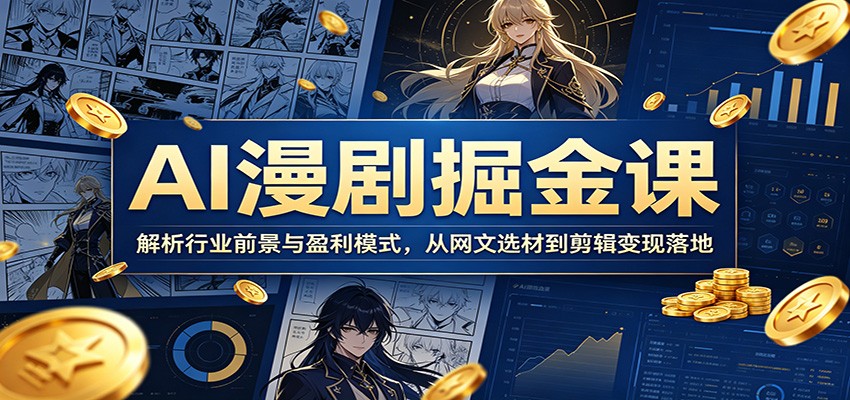 AI漫剧掘金课：解析行业前景与盈利模式，从网文选材到剪辑变现落地-小灰云创