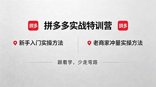 （18468期）拼多多实战特训营(更新5月15)：不管是新手入门或老商家冲量，都有实操方法，跟着学，少走弯路-小灰云创