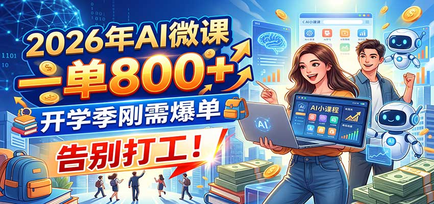 2026年AI微课,一单800+,开学季刚需爆单,告别打工!-小灰云创