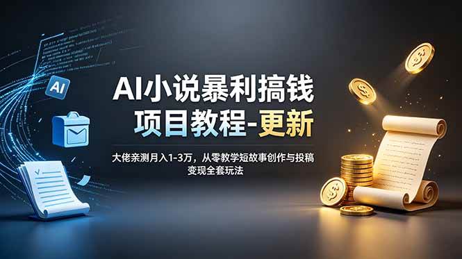 （19030期）AI小说暴利搞钱项目教程-更新，大佬亲测月入1-3万，从零教学短故事创作与投稿变现全套玩法-小灰云创