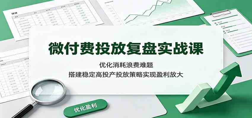 微付费投放复盘实战课：优化消耗浪费难题，搭建稳定高投产投放策略实现盈利放大-小灰云创