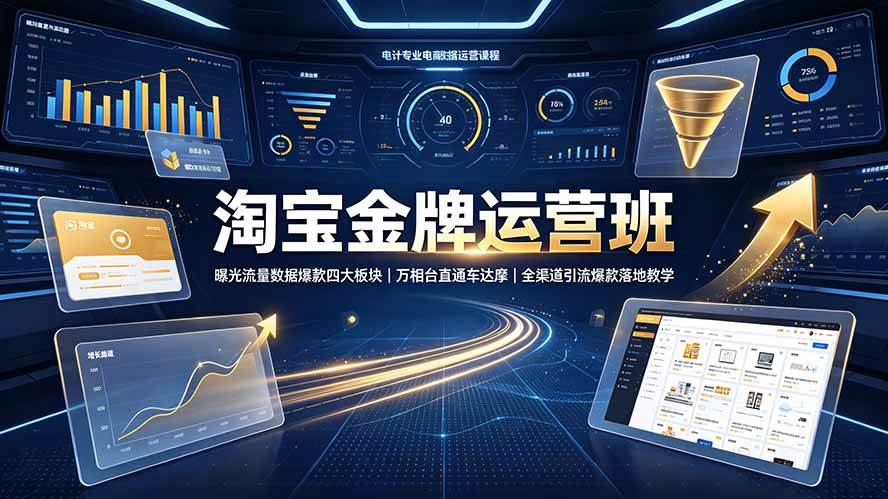 （19434期）淘宝金牌运营班-7月：曝光流量数据爆款四大板块｜万相台直通车达摩｜全渠道引流爆款落地教学-小灰云创