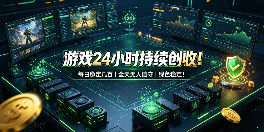 游戏24小时持续创收！每日稳定几百，全天无人值守，绿色稳定！【揭秘】-小灰云创