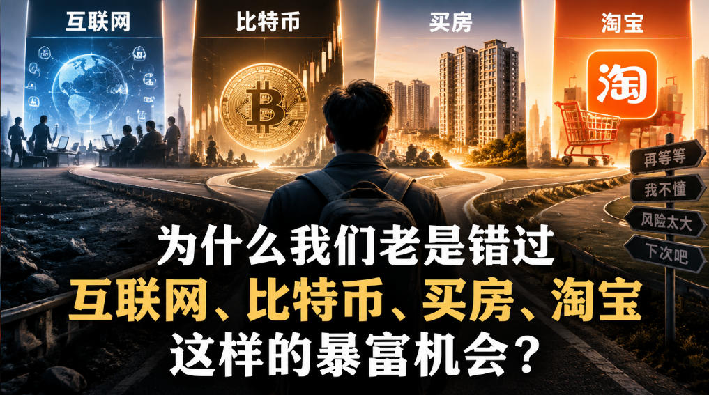 某社群付费文章：为什么我们老是错过互联网、比特币、买房、淘宝这样的暴富机会？-小灰云创