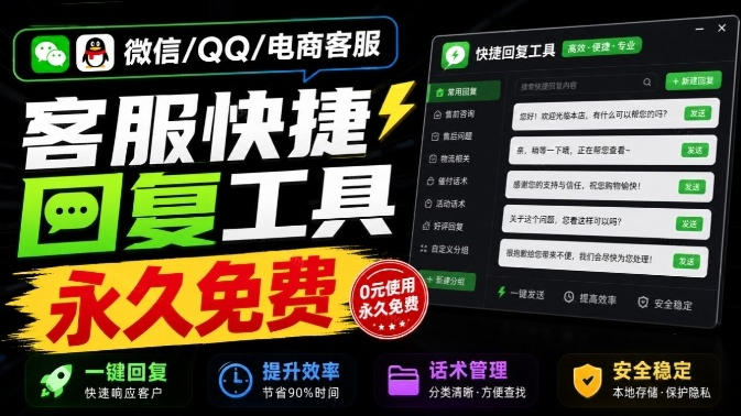 微信/QQ/电商客服快捷回复工具，支持多平台话术库与一键发送，永久免费，使用简单！易歪歪-小灰云创