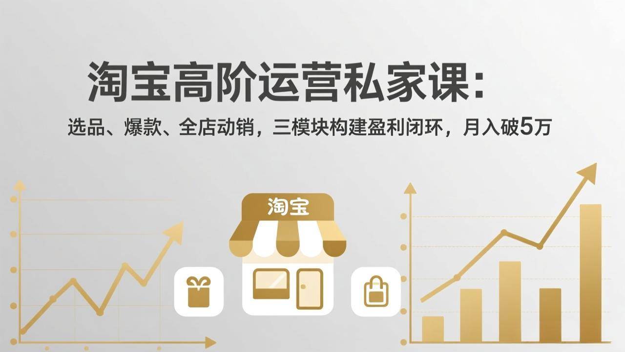 （17944期）淘宝高阶运营私家课（更新26年4月）：选品、爆款、全店动销，三模块构建盈利闭环，月入破5万 - 小灰云创-小灰云创