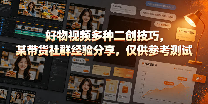好物视频多种二创技巧,某带货社群经验分享,仅供参考测试-小灰云创