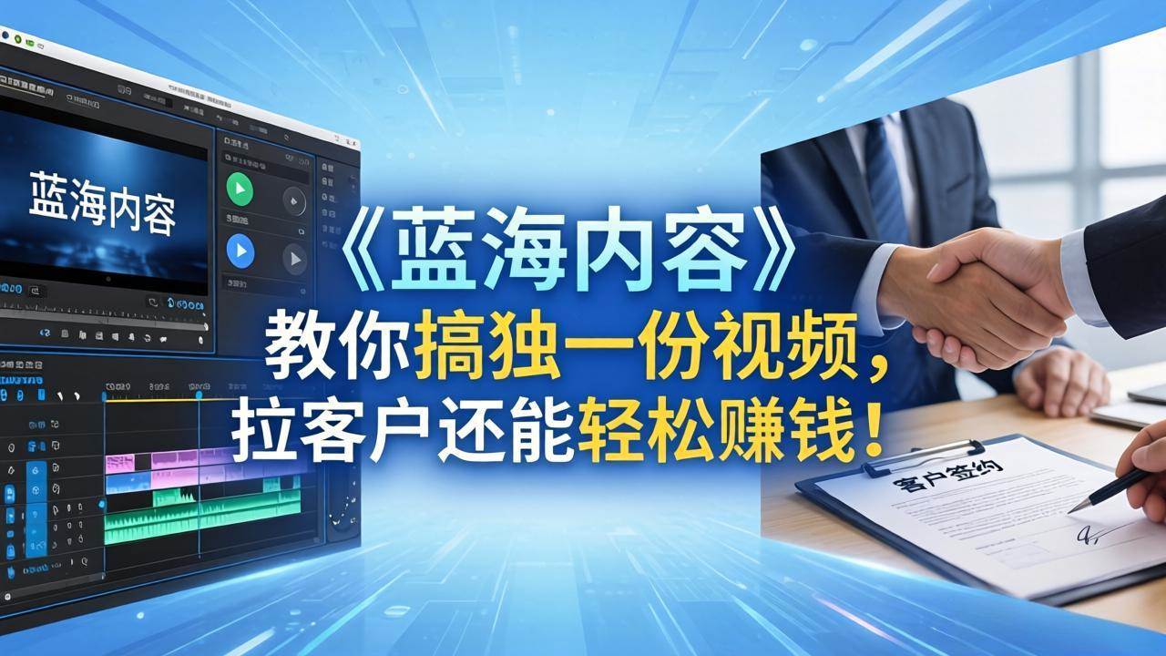 （18301期）做视频卷不动了？《蓝海内容》教你搞独一份视频，拉客户还能轻松赚钱！-小灰云创