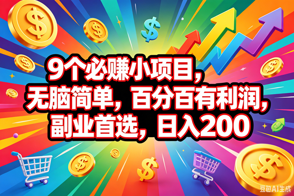 (18623期)9个必赚钱的小项目,百分百会赚米,无脑简单,副业首选,日入200+ (18623期)9个必赚钱的小项目,百分百会赚米,无脑简单,副业首选,日入200+