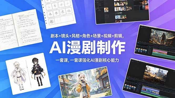 （18734期）剧本+镜头+风格+角色+场景+视频+剪辑，一套课强化AI漫剧核心能力-小灰云创