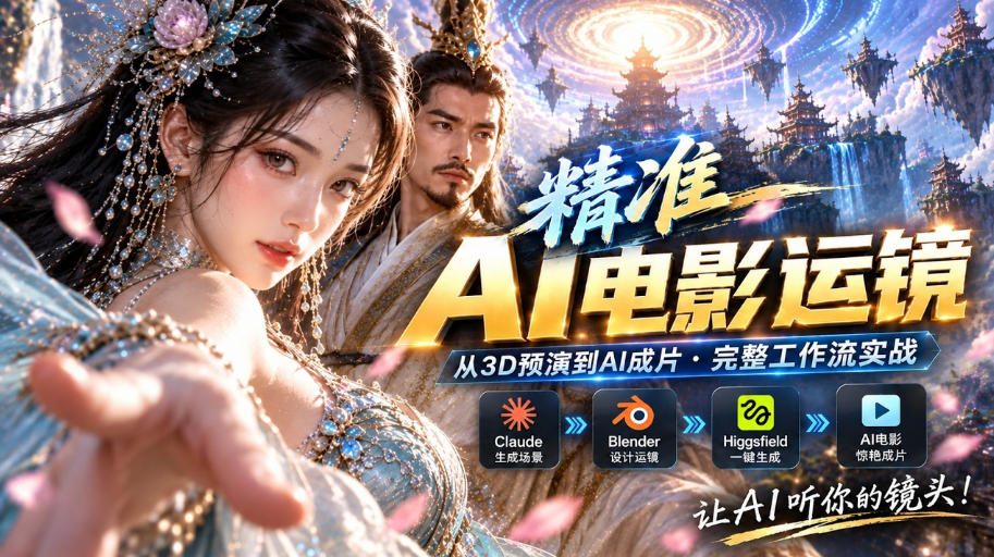 AI视频终于能精准运镜了!Claude+Blender+Higgsfield免费插件实测-小灰云创