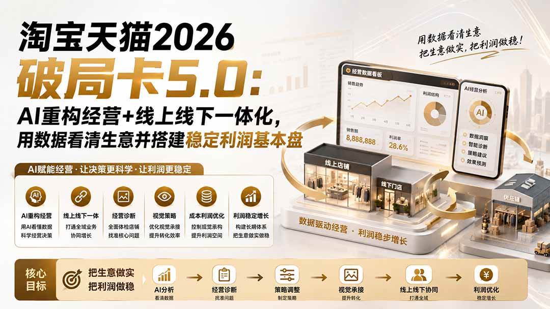 （20026期）淘宝天猫2026破局卡5.0：AI重构经营+线上线下一体化，用数据看清生意并搭建稳定利润基本盘（修复）-小灰云创