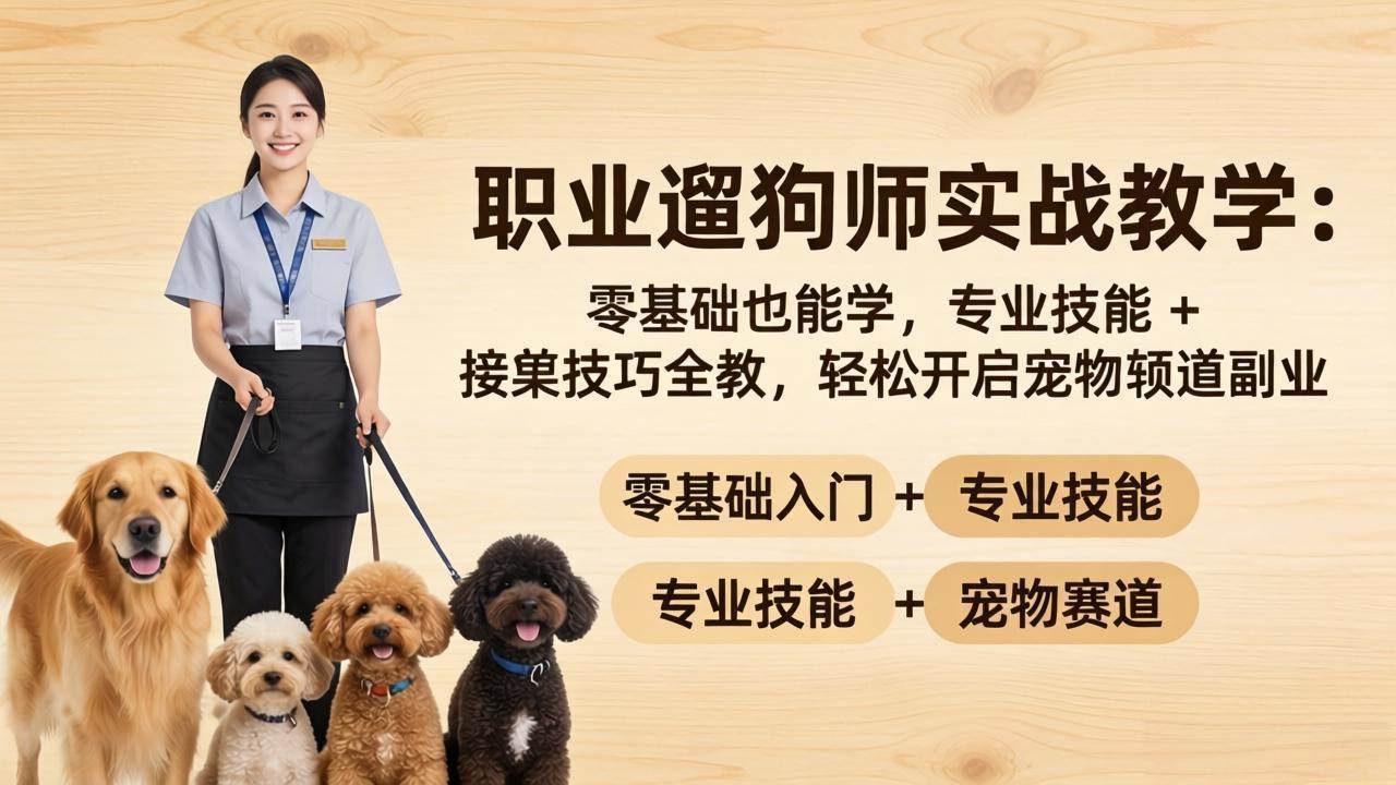 （18115期）职业遛狗师实战教学：零基础也能学，专业技能 + 接单技巧全教，轻松开启宠物赛道副业-小灰云创