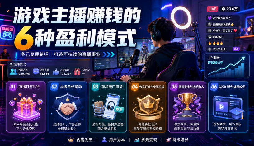 付费文章：游戏主播賺钱的6种盈利模式-小灰云创