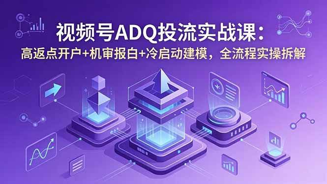 （18623期）视频号ADQ投流实战课：高返点开户+机审报白+冷启动建模，全流程实操拆解-小灰云创