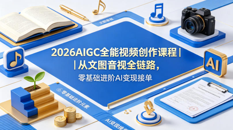 2026AIGC全能视频创作课程｜从文图音视全链路，零基础进阶AI变现接单-小灰云创