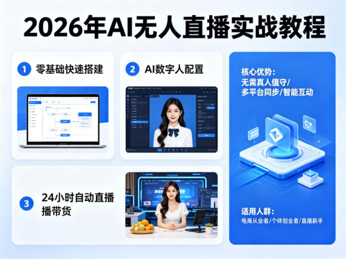 2026年AI无人直播实战教程，零基础也能快速搭建AI数字人无人直播间，实现24小时自动直播带货-小灰云创