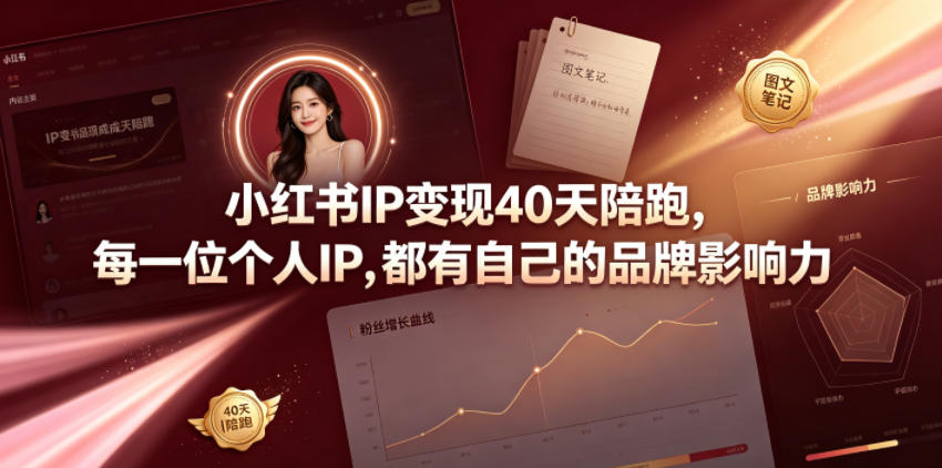 小红书IP变现40天陪跑，每一位个人IP，都有自己的品牌影响力-小灰云创