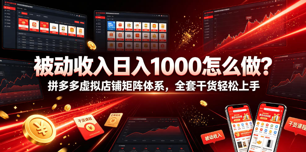 被动收入日入1000怎么做?拼多多虚拟店铺矩阵体系,全套干货轻松上手【揭秘】-小灰云创
