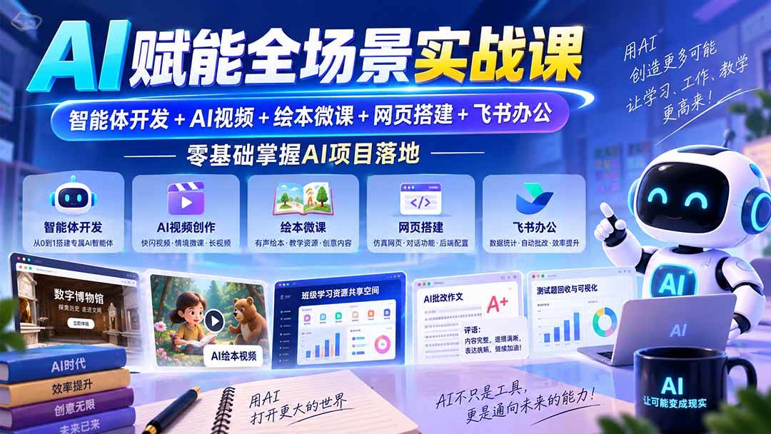 (20517期)AI赋能全场景实战课|智能体开发+AI视频+绘本微课+网页搭建+飞书办公,零基础掌握AI项目落地-小灰云创