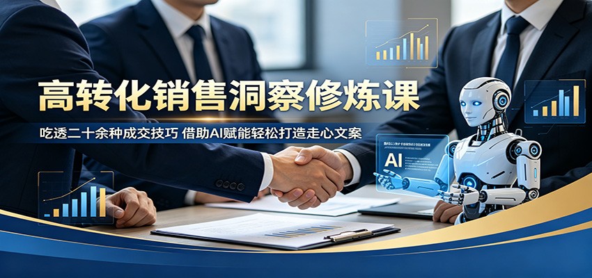 高转化销售洞察修炼课：吃透二十余种成交技巧，借助AI赋能轻松打造走心文案-小灰云创